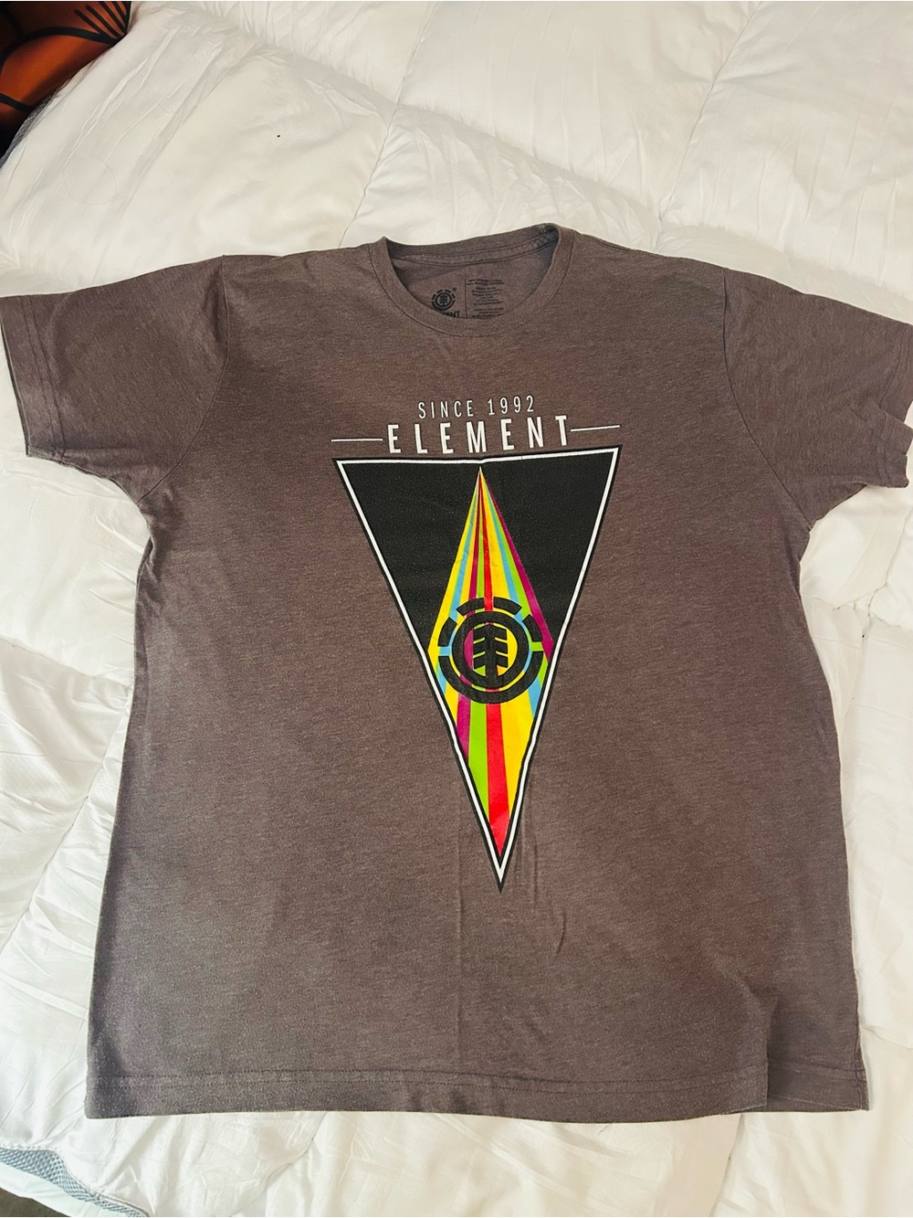 Element Brown Short-Sleeve Tee with Colorful Triangle Graphic